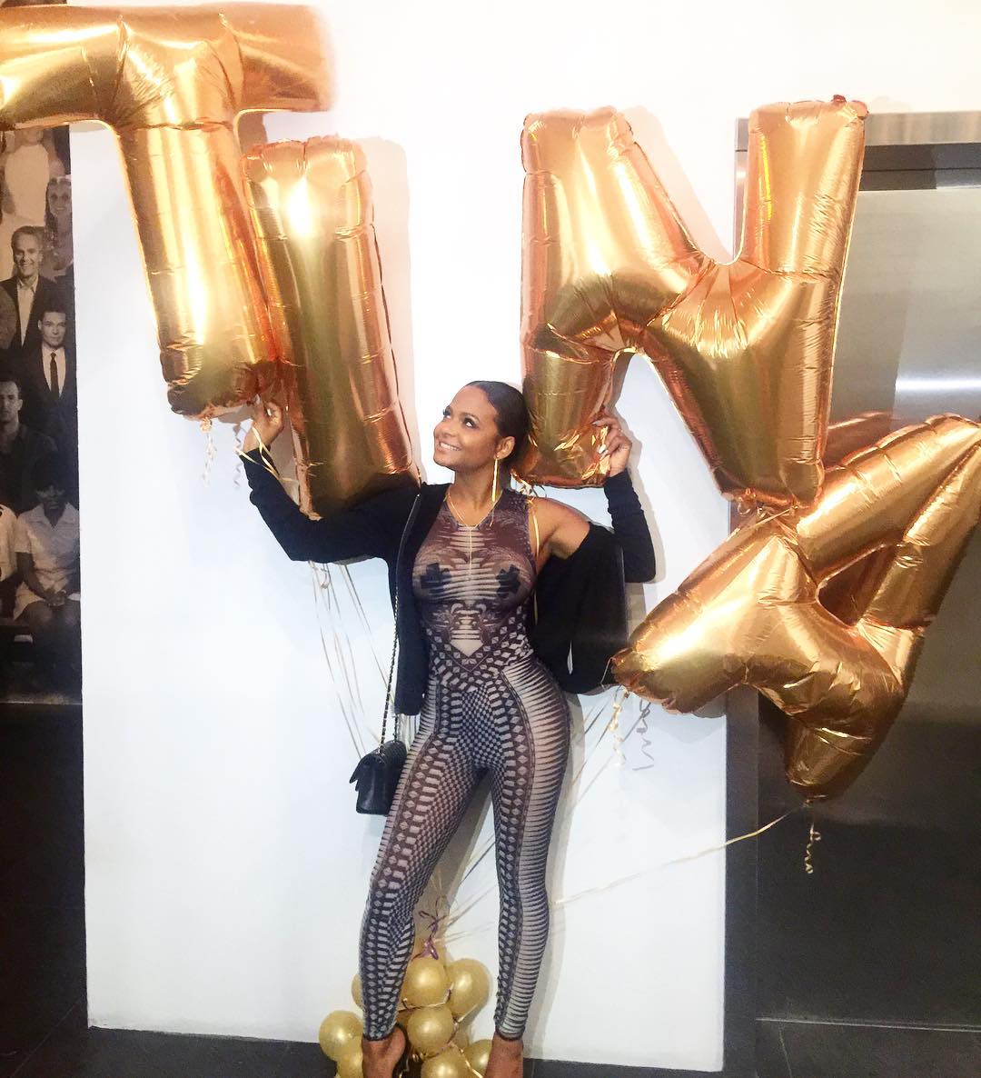Christina Milian pasties visible on her 35th bday