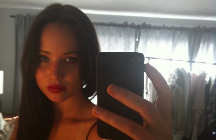 Jennifer Lawrence fappening selfie photo with dark hair