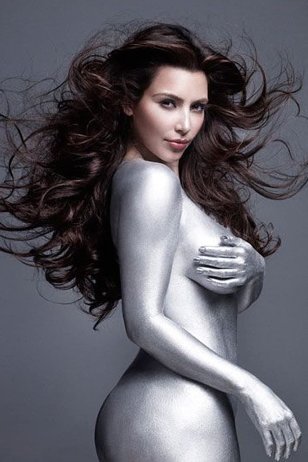 Kim Kardashian dipped in silver pic with her breasts visible