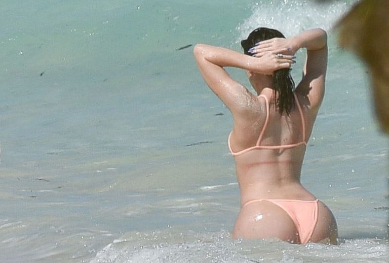Kylie Jenner in light pink bikini showing off her ass turks and caicos