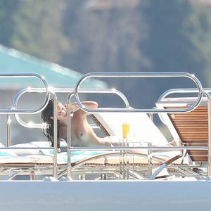 Sara Sampaio nipples exposed on a yacht