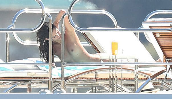 Sara Sampaio topless on a yacht in southern France