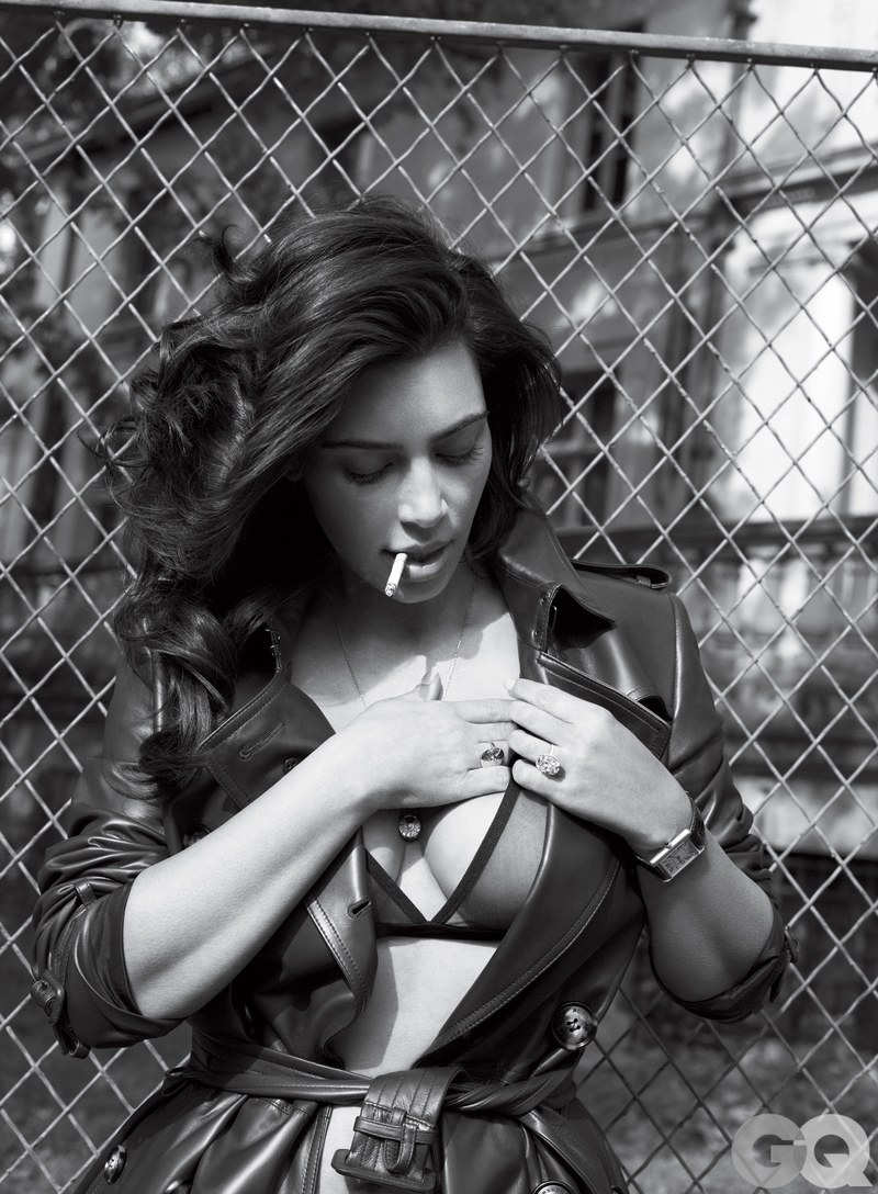 social media queen kim kardashian smoking a cig in modeling pic