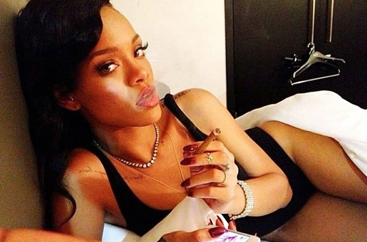 Rihanna smoking in bed