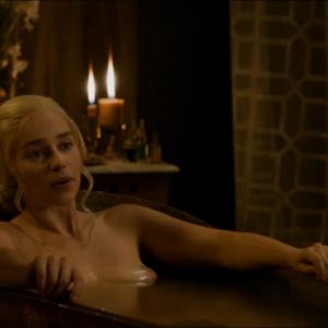 emilia clarke in a bathtub with her tits visible