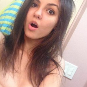 sexy victoria justice in leaked fappening bathroom pic with mouth open