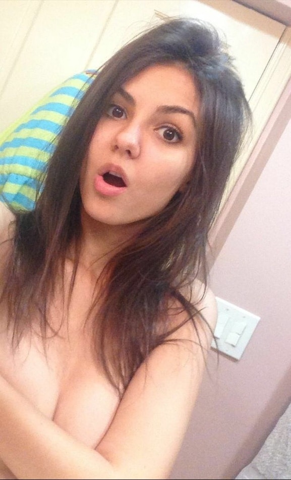 sexy victoria justice in leaked fappening bathroom pic with mouth open