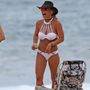 photo of Britney Spears in bikini and a cowboy hat