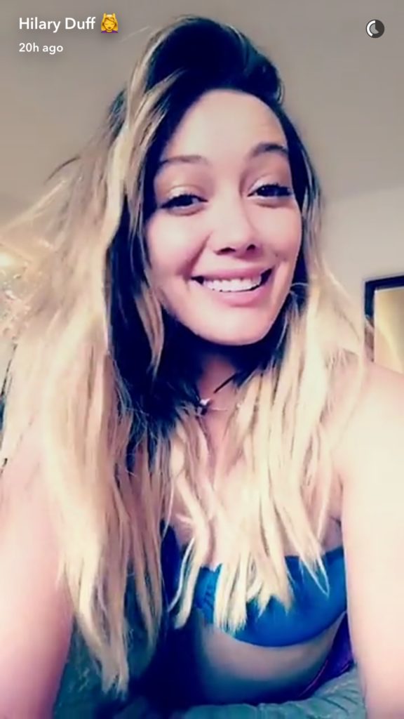 Hilary Duff sexy snapchat pic in a blue bra